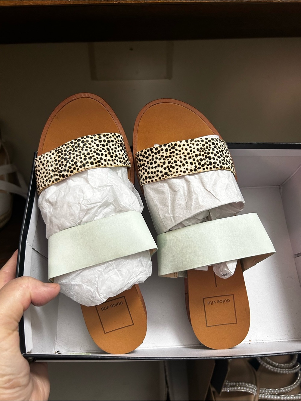 Dolce Vita Mint and Animal Print Sandals